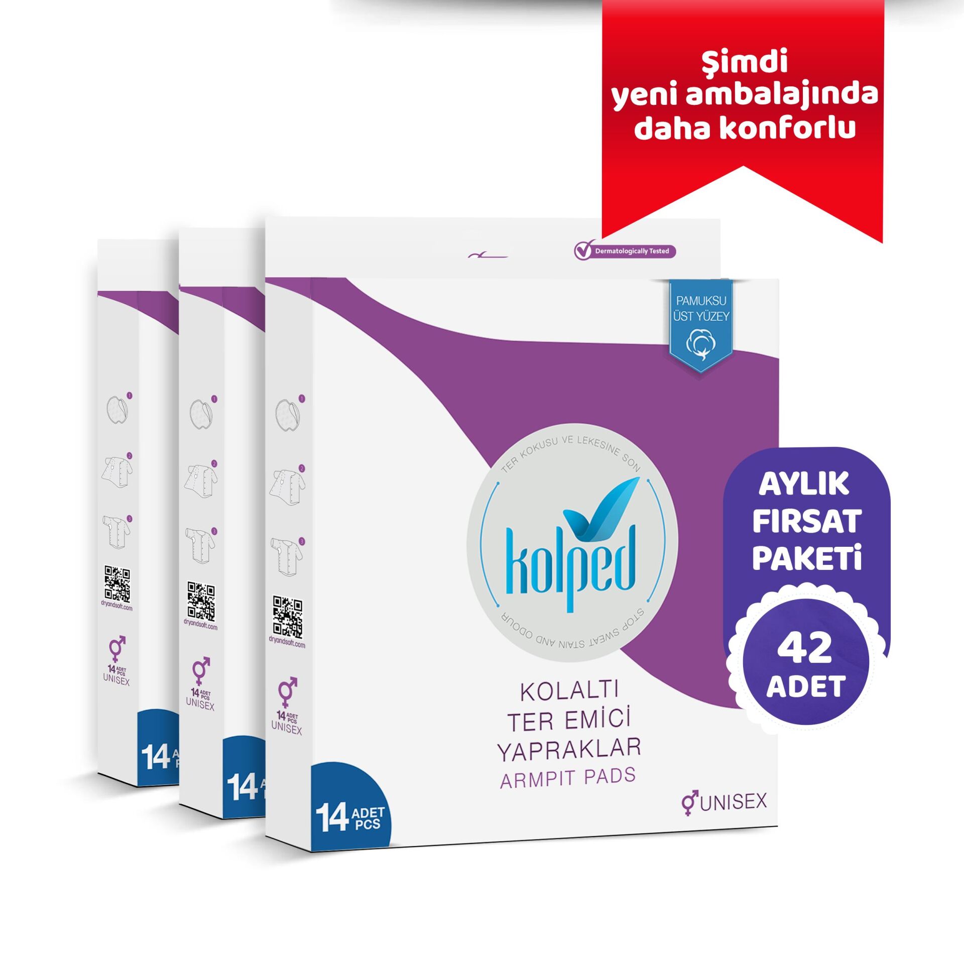 KOLPED Koltuk Altı Pedi Ter Emici Yapraklar 42 ADET ( 3 Kutu)