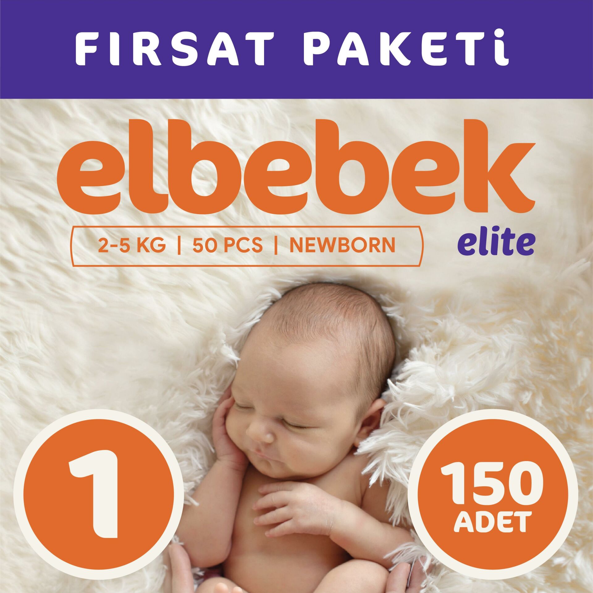 ELBEBEK ELİTE BEBEK BEZİ 1 NUMARA YENİDOĞAN 150 ADET