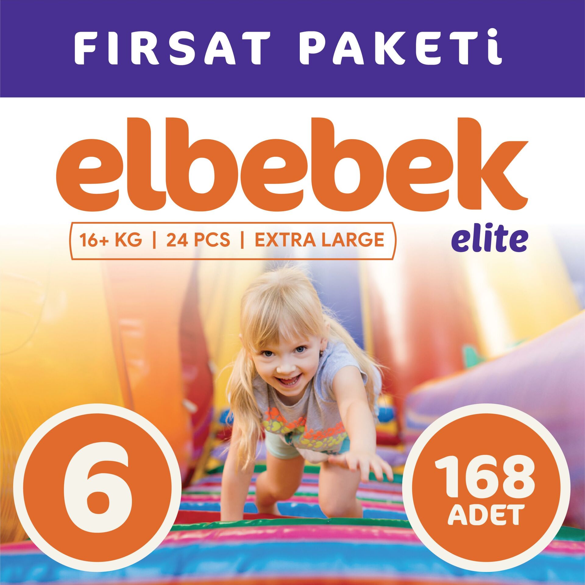 ELBEBEK ELİTE BEBEK BEZİ 6 NUMARA X LARGE 168 ADET