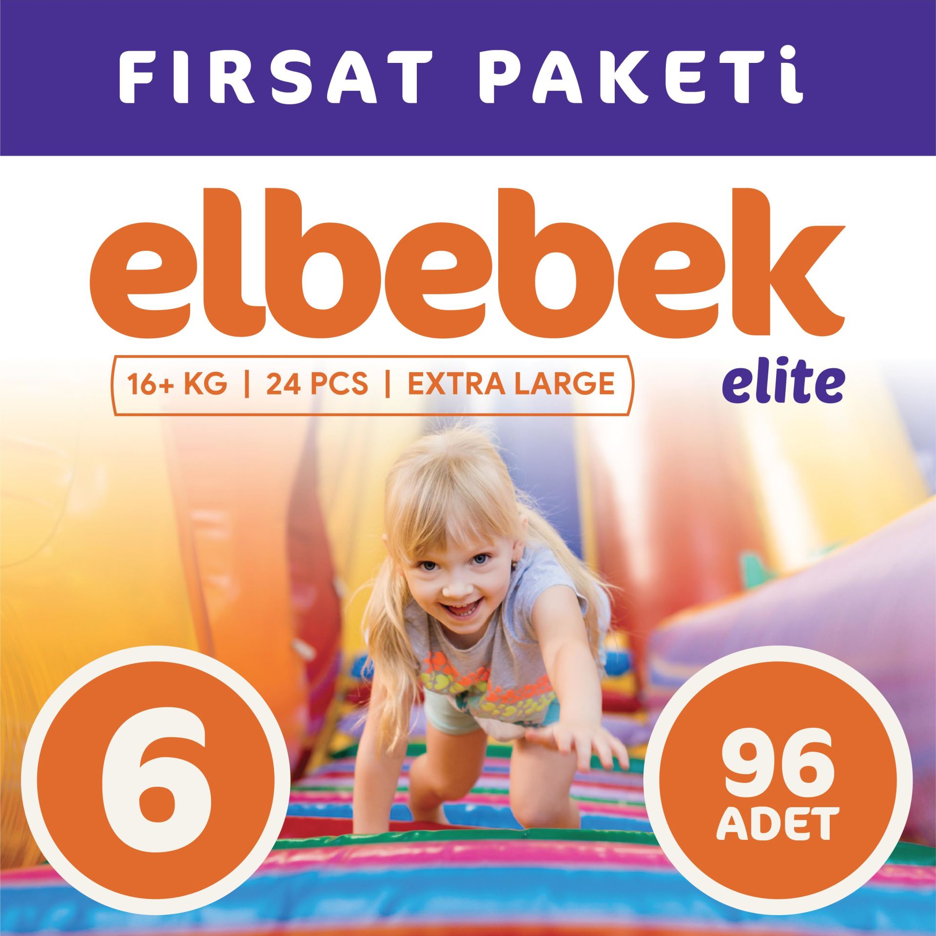 ELBEBEK ELİTE BEBEK BEZİ 6 NUMARA X LARGE 96 ADET