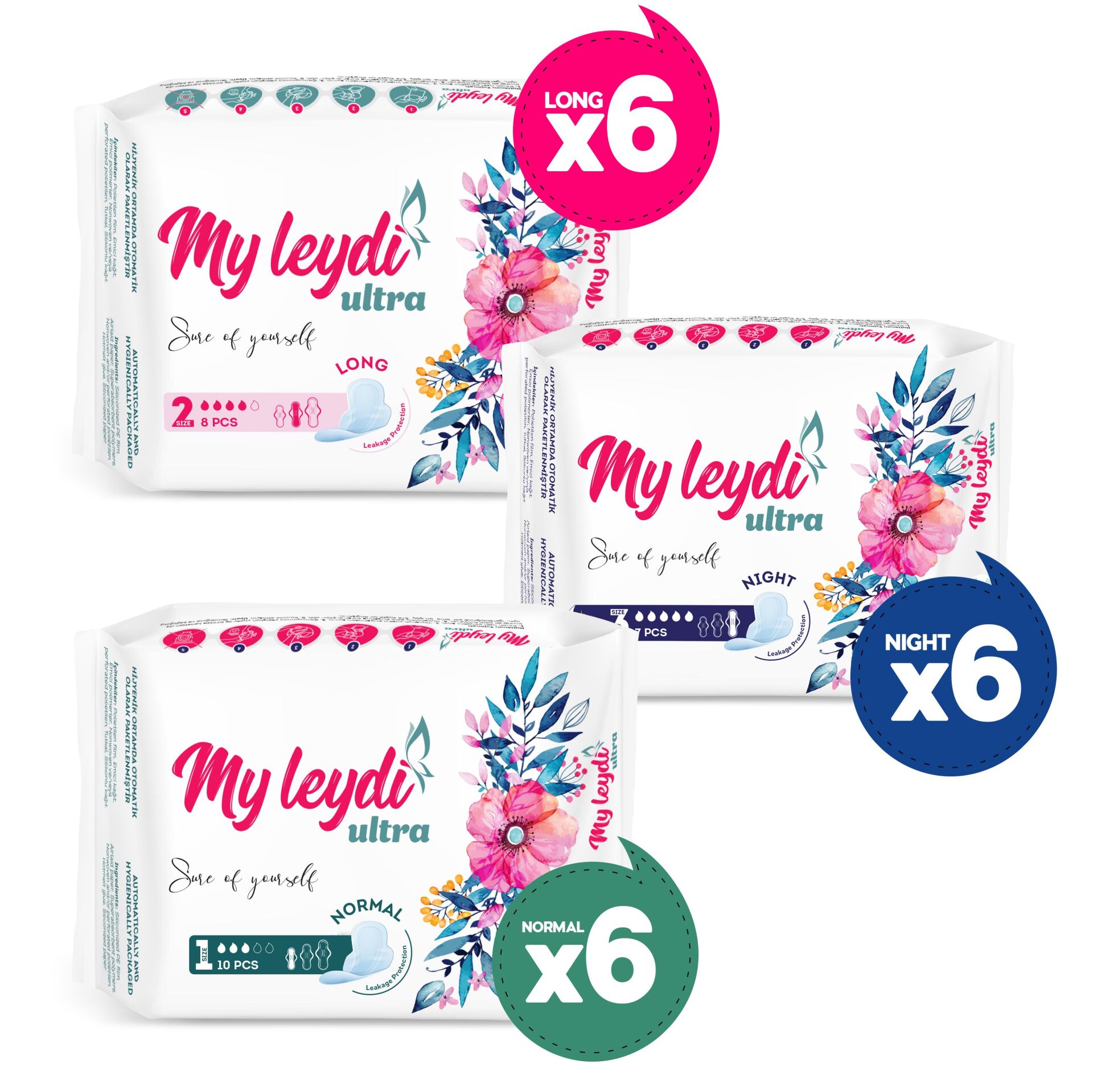MYLEYDİ ULTRA NORMAL 60 + GECE 42 + UZUN 48 ADET ( 18 PAKET )