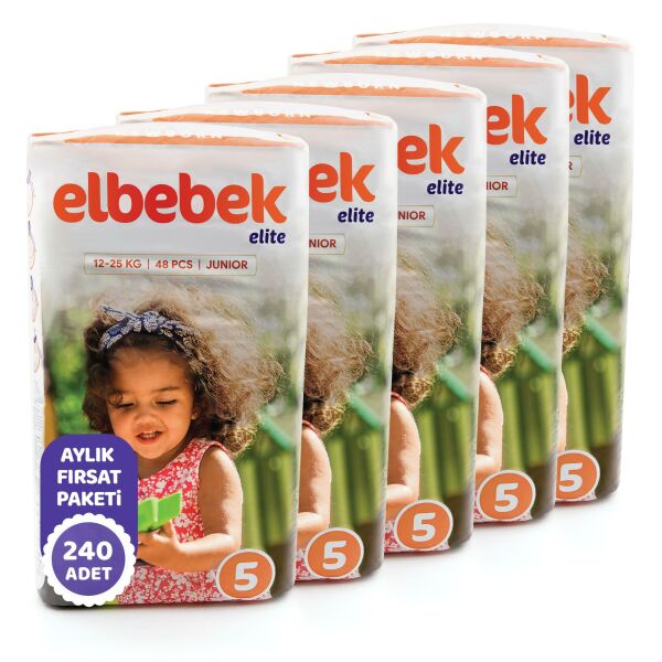 ELBEBEK ELİTE BEBEK BEZİ 5 NUMARA JUNIOR 240 ADET