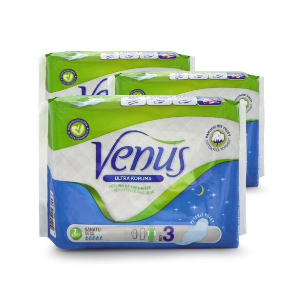 VENÜS HİJYENİK PED GECE 21 ADET (3 PAKET)