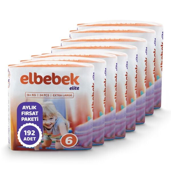 ELBEBEK ELİTE BEBEK BEZİ 6 NUMARA X LARGE 192 ADET