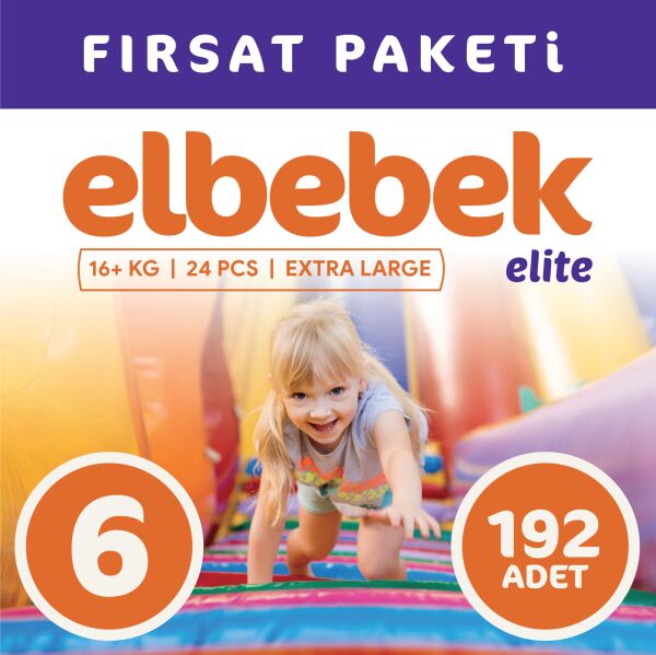 ELBEBEK ELİTE BEBEK BEZİ 6 NUMARA X LARGE 192 ADET