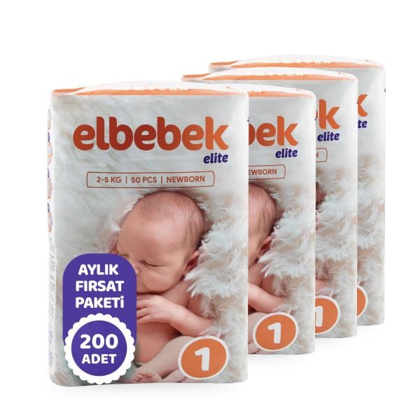 ELBEBEK ELİTE BEBEK BEZİ 1 NUMARA YENİDOĞAN 200 ADET