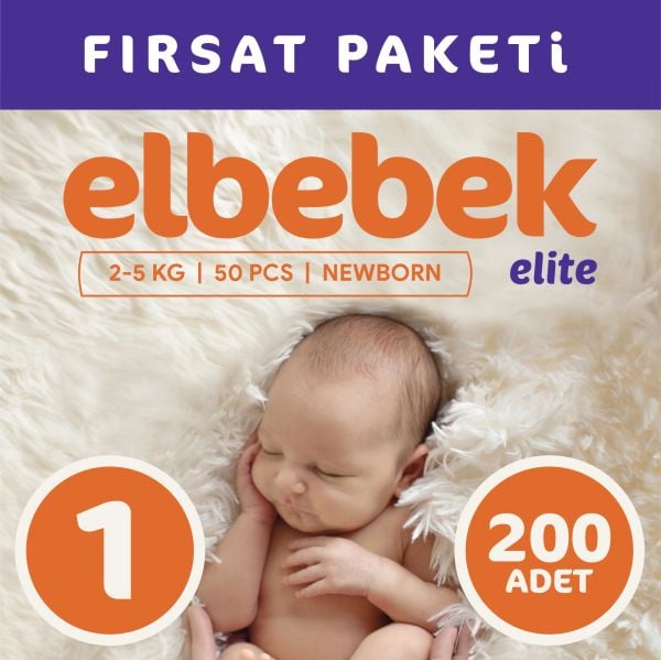 ELBEBEK ELİTE BEBEK BEZİ 1 NUMARA YENİDOĞAN 200 ADET