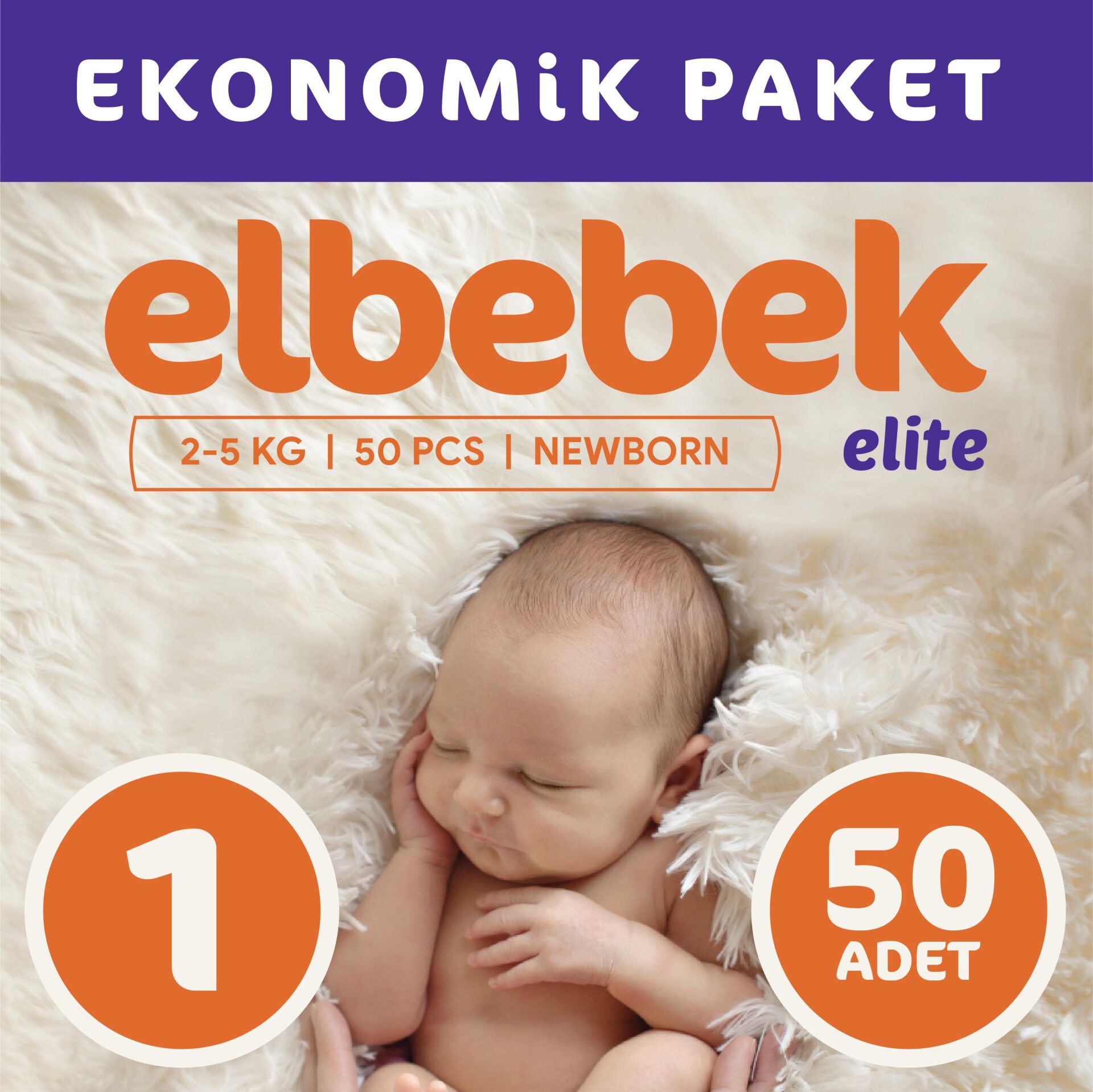 ELBEBEK ELİTE BEBEK BEZİ 1 NUMARA YENİDOĞAN 50 ADET