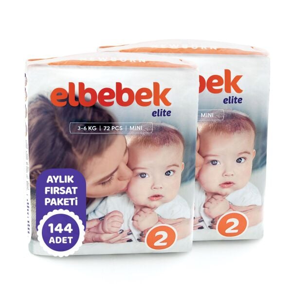 ELBEBEK ELİTE BEBEK BEZİ 2 NUMARA MİNİ 144 ADET