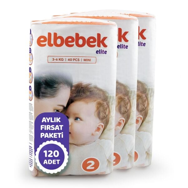 ELBEBEK ELİTE BEBEK BEZİ 2 NUMARA MİNİ 120 ADET