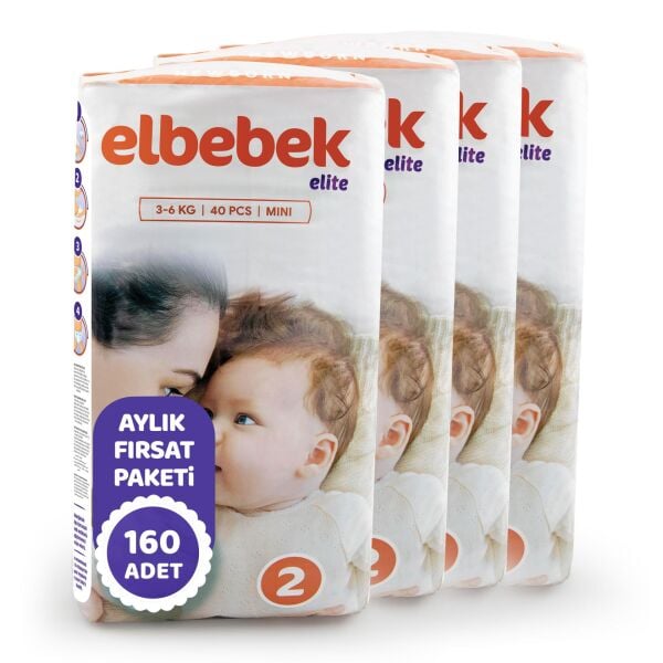 ELBEBEK ELİTE BEBEK BEZİ 2 NUMARA MİNİ 160 ADET