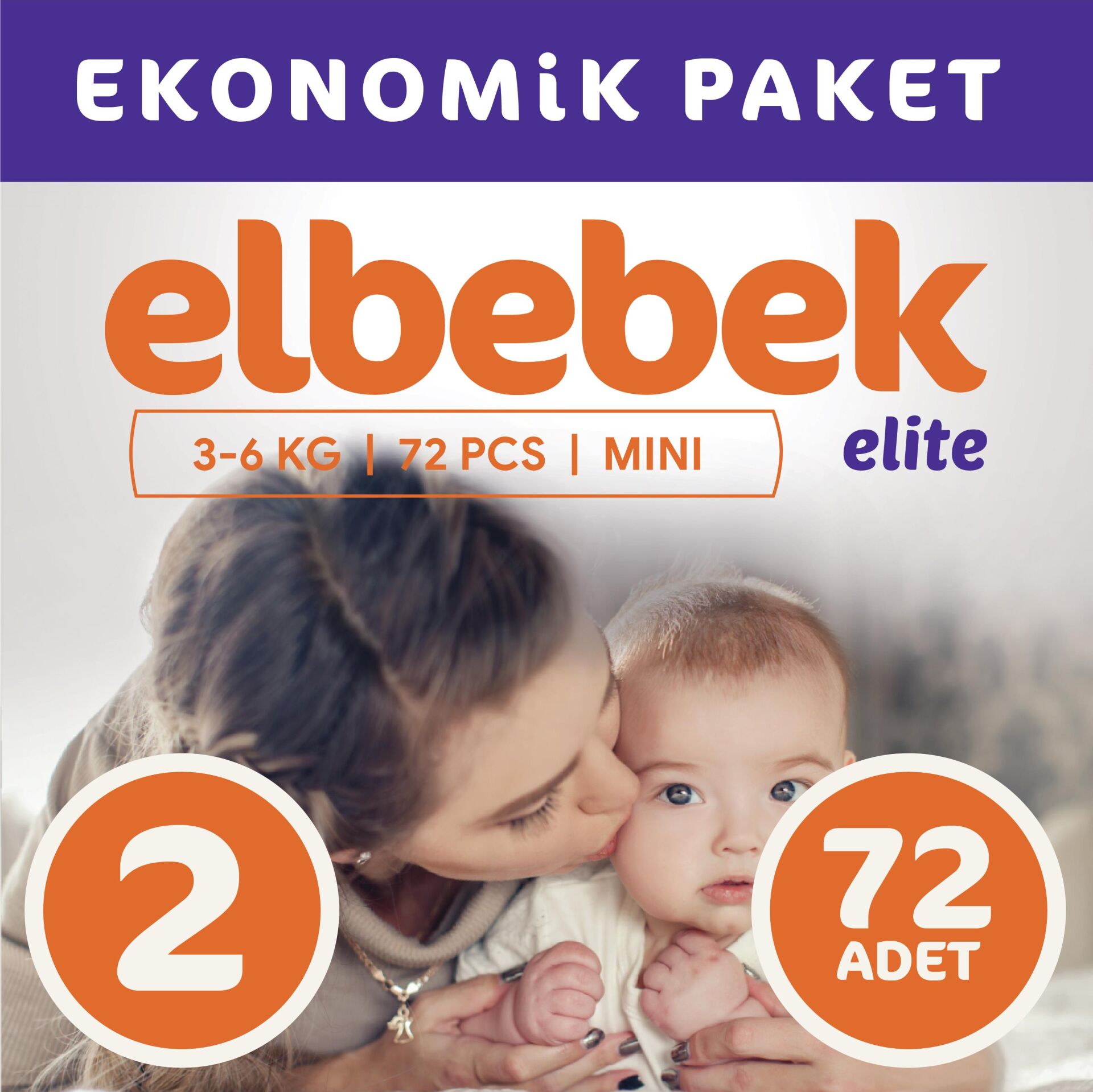 ELBEBEK ELİTE BEBEK BEZİ 2 NUMARA MİNİ 72 ADET
