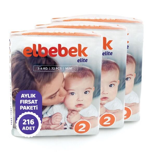 ELBEBEK ELİTE BEBEK BEZİ 2 NUMARA MİNİ 216 ADET