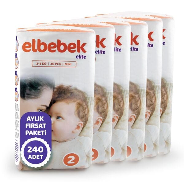 ELBEBEK ELİTE BEBEK BEZİ 2 NUMARA MİNİ 240 ADET