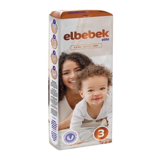 ELBEBEK ELİTE BEBEK BEZİ 3 NUMARA MİDİ 36 ADET
