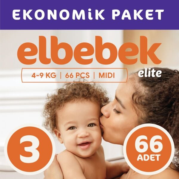 ELBEBEK ELİTE BEBEK BEZİ 3 NUMARA MİDİ 66 ADET