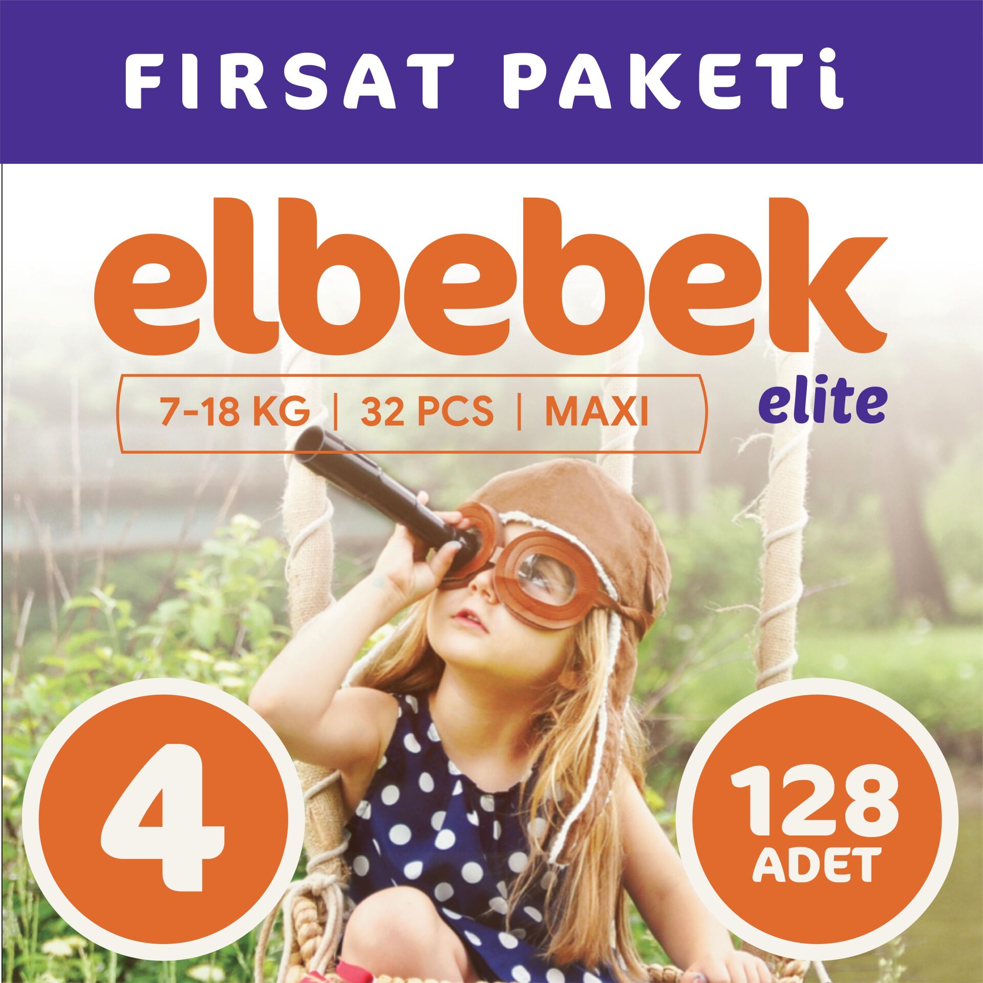 ELBEBEK ELİTE BEBEK BEZİ 4 NUMARA MAXI 128 ADET