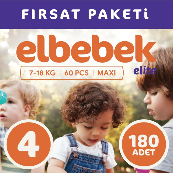ELBEBEK ELİTE BEBEK BEZİ 4 NUMARA MAXI 180 ADET