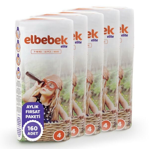 ELBEBEK ELİTE BEBEK BEZİ 4 NUMARA MAXI 160 ADET