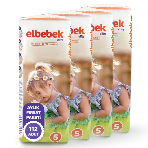 ELBEBEK ELİTE BEBEK BEZİ 5 NUMARA JUNIOR 112 ADET