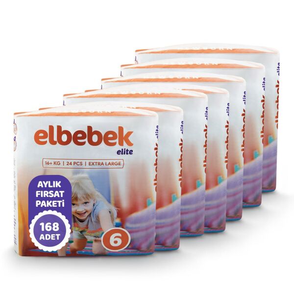 ELBEBEK ELİTE BEBEK BEZİ  6 NUMARA X LARGE 168 ADET
