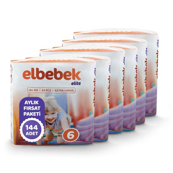 ELBEBEK ELİTE BEBEK BEZİ 6 NUMARA X LARGE 144 ADET