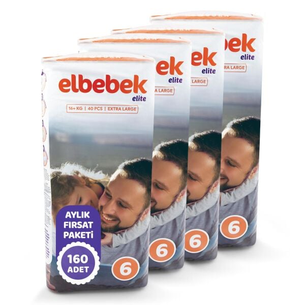 ELBEBEK ELİTE BEBEK BEZİ 6 NUMARA X LARGE 160 ADET