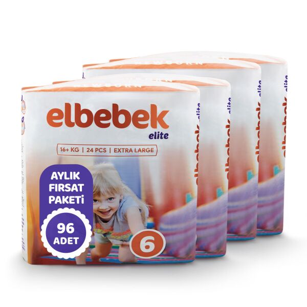 ELBEBEK ELİTE BEBEK BEZİ 6 NUMARA X LARGE 96 ADET