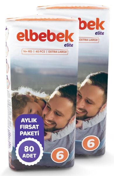 ELBEBEK ELİTE BEBEK BEZİ 6 NUMARA X LARGE 80 ADET