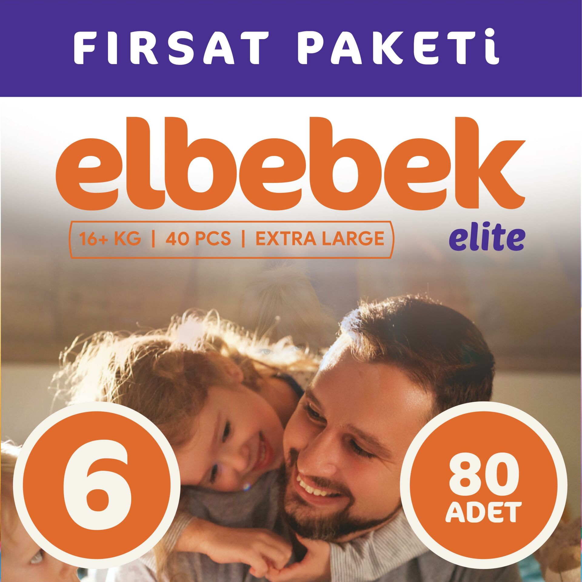 ELBEBEK ELİTE BEBEK BEZİ 6 NUMARA X LARGE 80 ADET