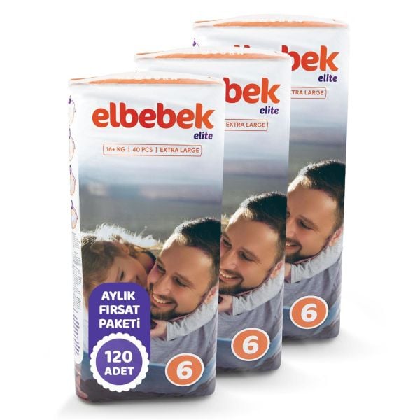 ELBEBEK ELİTE BEBEK BEZİ 6 NUMARA XLARGE 120 ADET