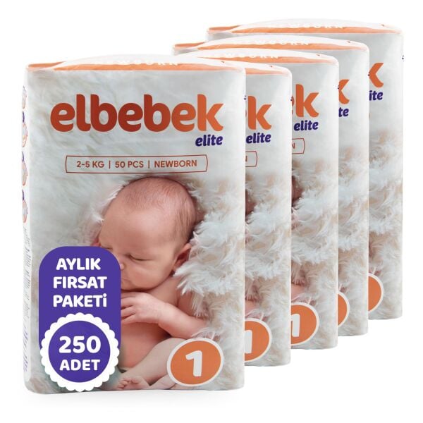 ELBEBEK ELİTE BEBEK BEZİ 1 NUMARA YENİDOĞAN 250 ADET