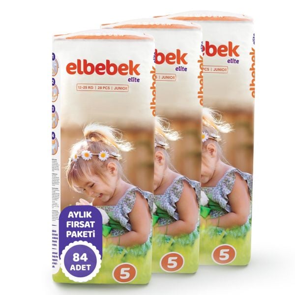 ELBEBEK ELİTE BEBEK BEZİ 5 NUMARA JUNIOR 84 ADET